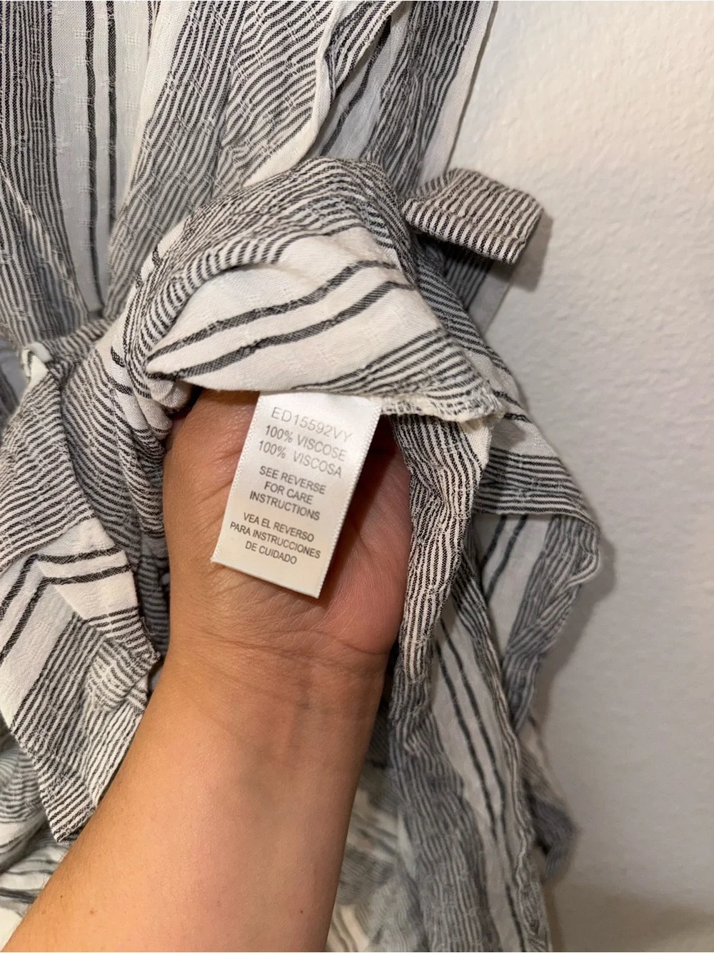 En Creme Striped Button-Front Viscose Dress - Gray & White - Picture 4 of 4